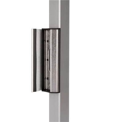 Adjustable keep out of stainless steel for square profiles in RAL 9005