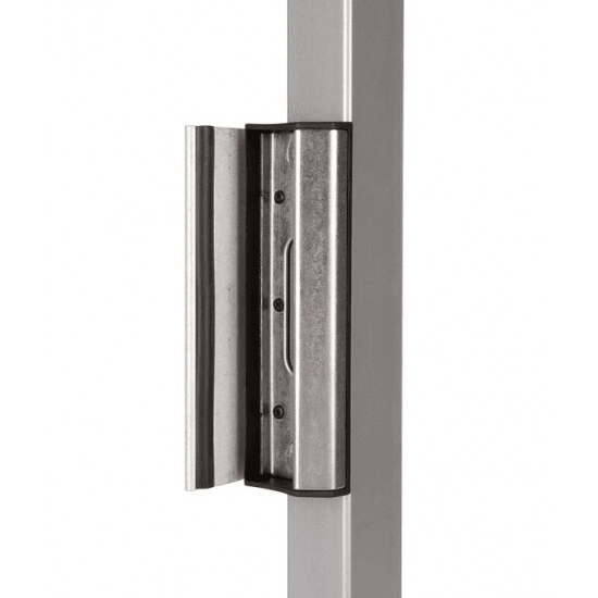 Adjustable keep out of stainless steel for round profiles in RAL 6005
