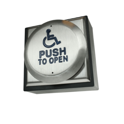 CDVI S'less Steel 1GangS'Face Mt Raised  Exit Button Wheelchair Logo & Push to Open (DDA-900-1)
