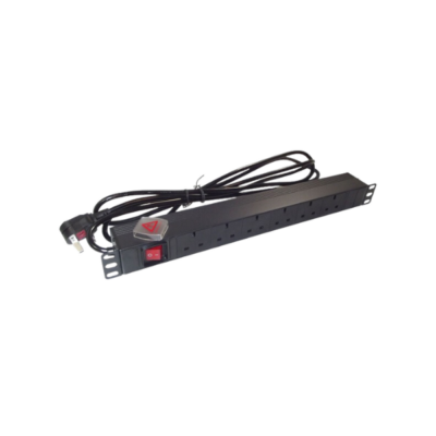 6XBS1363 UK SOCKETS PDU, 19” 1,5U, ALUMINUM PROFILE HOUSING, , 16A LIGHTED ON/OFF SWITCHED, 4000 WATT, 250V AC,3X1.5MM2, 2,5M CABLE, 13A BS1363 PLUG, CE APPROVED
