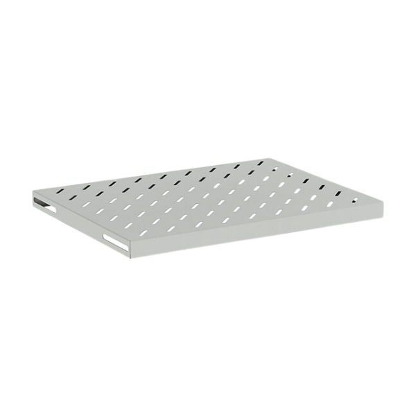 DECKRO 19" D:600 FIXED SHELF, 4 POINT CONNECTION, D=370MM, LOAD CAPACITY=50Kg.