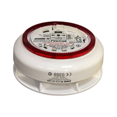 EMS FireCell W/LESS SDR / RED VISUAL INDICATOR & DETECTOR BASE ONLY(use with smoke and heat only)