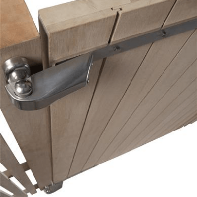 Vandal-proof 4D-hinge for wooden gates - Hinge arm: 500 mm, predrilled with 5 x Ø 9 mm