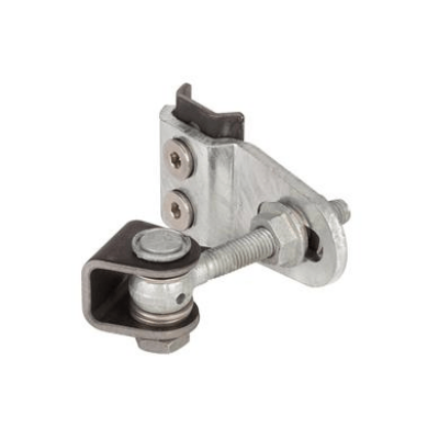 180° weld-on 4D adjustable hinge with M12 Eyebolt 90 mm - U-shaped ear plate and gate claw zinc-plated