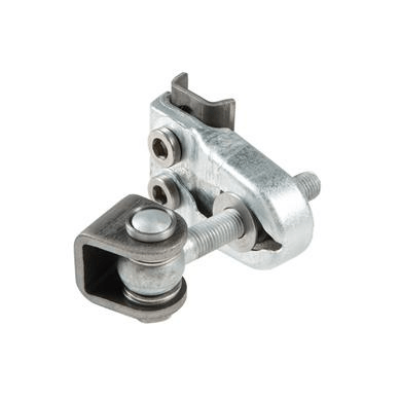 Vandal-proof 180° hinge with 4-way adjustment - U-shaped ear plate and gate claw zinc plated (Z) with M16 Eyebolt 110 mm