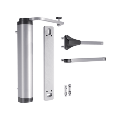 Powerful and all-round hydraulic gate closer for wall mounting in Silver