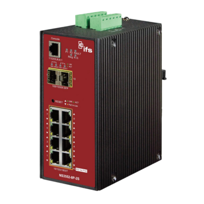 8+2 Industrial Gigabit Managed PoE+ Switch - Power 48 VDC - Power Budget up to 270W (depending on Power source) - 8x PoE 'af' or 'at'