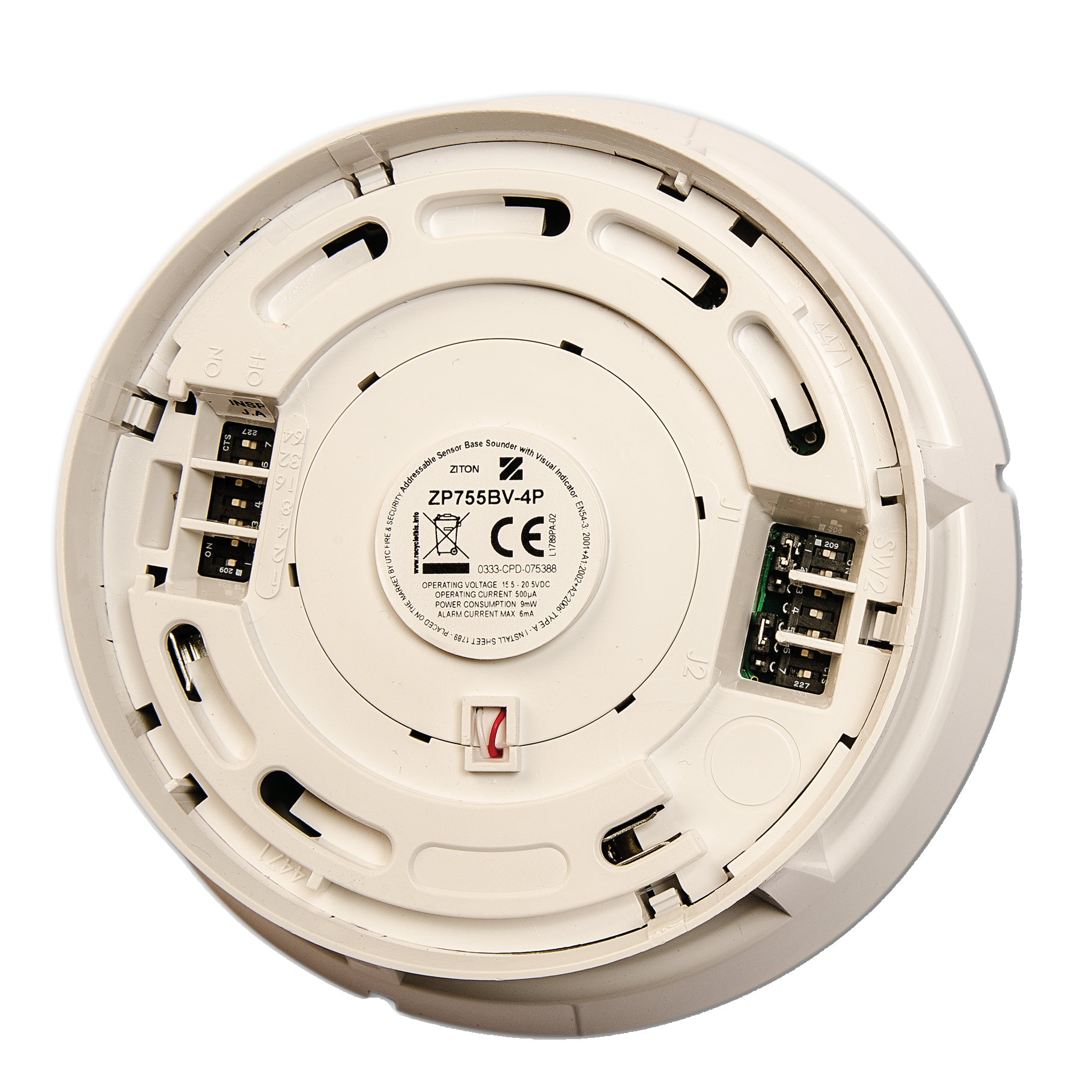 Ziton addressable base sounder c/w indicator, white (90 dBA)*    Polar White