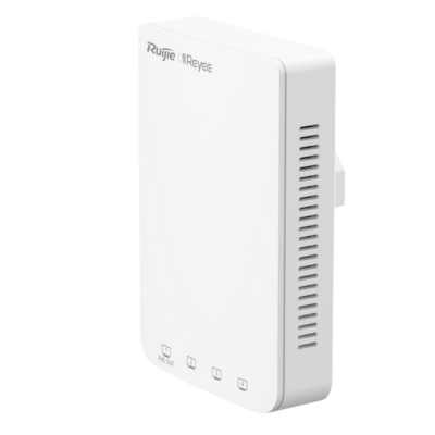 Ruijie AC1300 Dual Band gigabit wall plate AP, 4 front LAN ports, including 1 standard 802.3af PoE out port, built-in antennas