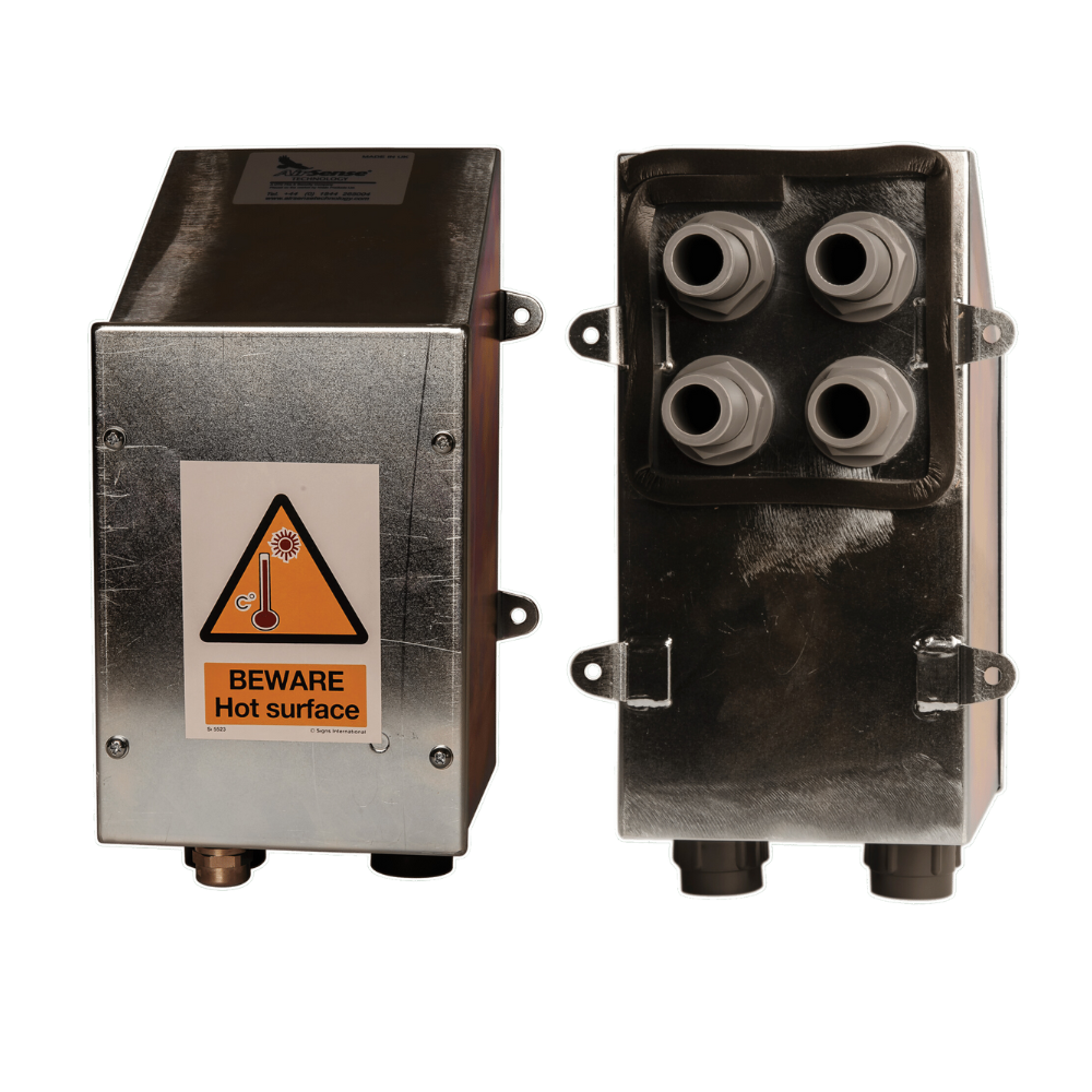 Air Heater box
Suitable for installations where humidity or condensation may be a problem. The air heater is used to heat and dry the air before it reaches removing any moisture that may be in the air and preventing any condensation from cold air entering the detector.Enclosure Sheet Steel, Heating element Self- regulating 230 VAC, 60/200 watts. It is recommended to fit a thermostat to the heater box to control the temperature - thermostat is not supplied by Kidde.