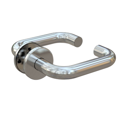 Assa Abloy Set of lever handles on round rose. Suits EL580/2. Polished stainless steel