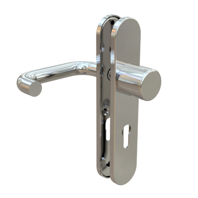 Assa Abloy Knob and lever handle set on long plate for 4922, EL520. Satin stainless steel