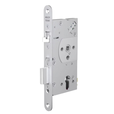 Assa Abloy DIN Euro profile. With hardened deadbolt and anti friction bolt, fail locked and fail unlocked, split spindle 12/24V DC - 100170S.