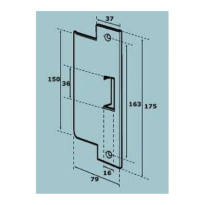 100mm single action strike plate for use with the EL402