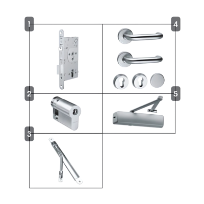 Assa Abloy Door Security Package 1E - 55mm Backset
Comprises EL560, CY326-VL, EA280, 60-0319-SSS,