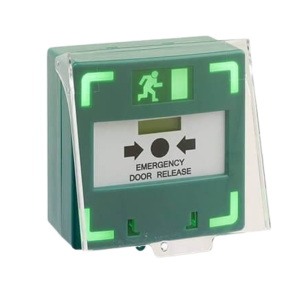 CQR Manual Call Point Resettable Triple Pole With Light, Buzzer And Cover – Green