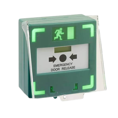 CQR Manual Call Point Resettable Triple Pole With Light, Buzzer And Cover – Green