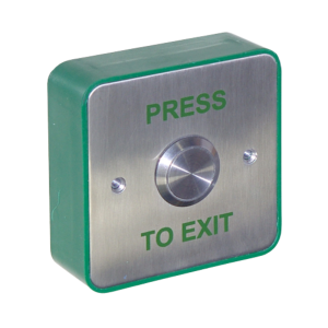 SURFACE STAINLESS EXIT BUTTON "PRESS TO EXIT" NO/NC