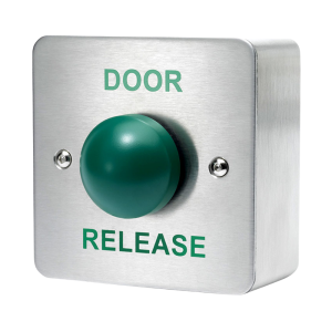 CQR Flush Request To Exit Green Dome Button – Legend “Door Release” – Stainless Steel