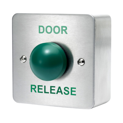 CQR Flush Request To Exit Green Dome Button – Legend “Door Release” – Stainless Steel