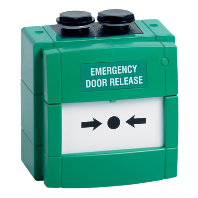 CQR WCP Green Weatherproof Emergency Break Glass Point Single Pole c/w Surface Box