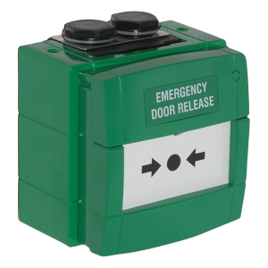 CQR WCP Green Weatherproof Emergency Break Glass Point , Double Pole c/w Surface Box