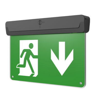 CQR LED Emergency Blade Exit Sign c/w Arrow Up Legend -Black