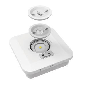 CQR LED Emergency Escape Square Surface Downlight c/w 2 Lens, IP65 - White