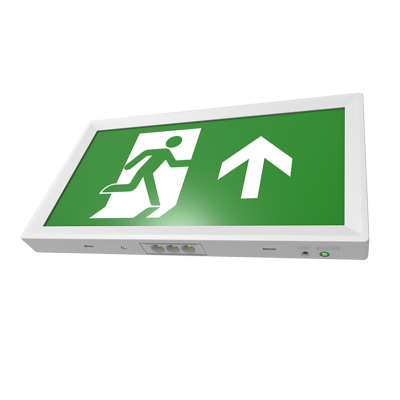 CQRLED Emergency Slimline Exit Box c/w Arrow Up Legend- White