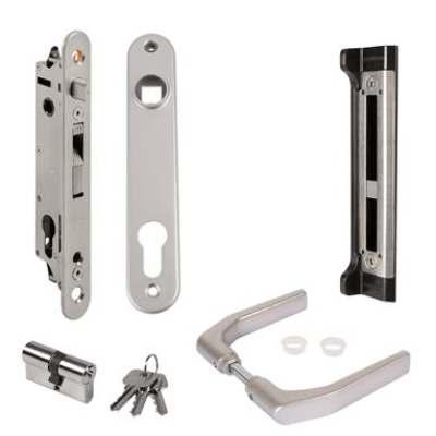 Set with FORTYLOCK & handle: 3006J-H & Cylinder: 3012-54-STD-VSZ & Covershield: 3020-HYB-ALU with SFKI-QF40 keep