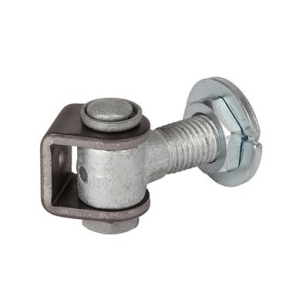 Vandal-proof one way 90° hinge with adjustable welding nut with M16 eyebolt, length 110 mm
