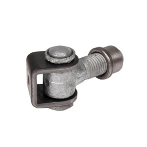 Vandal-proof one way 90° hinge - U-shaped ear plate zinc plated (Z) with M16 Eyebolt 65 mm