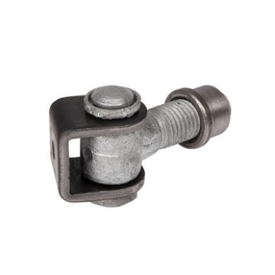 Vandal-proof one way 90° hinge - U-shaped ear plate zinc plated (Z) with M20 Eyebolt 150 mm