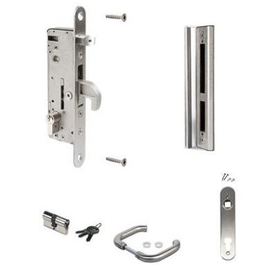 Set with H-METAL & handle: 3006I-H & Cylinder: 3012-54-STD-VSZ & Covershield: 3020-HYB-A2 with SHKM-ALUM keep