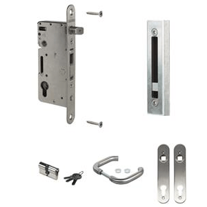 Set with H-WOOD & handle: 3006I-H & Cylinder: 3012-60-STD-VSZ & Covershield: 3020-HYB-A2 with SHKW-ALUM keep