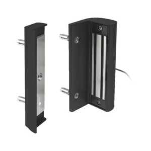 Surface mounted electromagnetic lock without integrated handles. For square posts and gate profiles of 40 mm to 80 mm, 600 kg pulling force