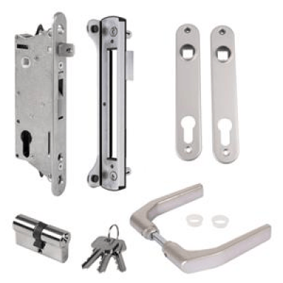 Set with SIXTYLOCK & handle: 3006J-H & Cylinder: 3012-80-STD-VSZ & Covershield: 3020-HYB-ALU with SFKM-ALUM keep