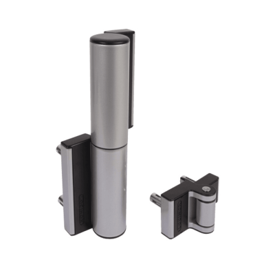 Hydraulic gate closer and Puma 180° hinge for gates up to 75 kg in Silver
