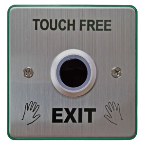 CQR Flush Touch Free Exit Button IP65 With 20mm Button – Legend “Door Release” – Stainless Steel