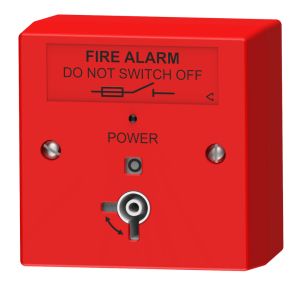 Fire Alarm Mains Isolator Keyswitch, Red, LED, Surface (includes Back Box)